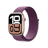 Apple Watch Series 10 [GPS 42mm case] Smartwatch with Rose Gold Aluminum Case with Plum Sport Loop. Fitness Tracker, ECG App, Always-On Retina Display, Carbon Neutral