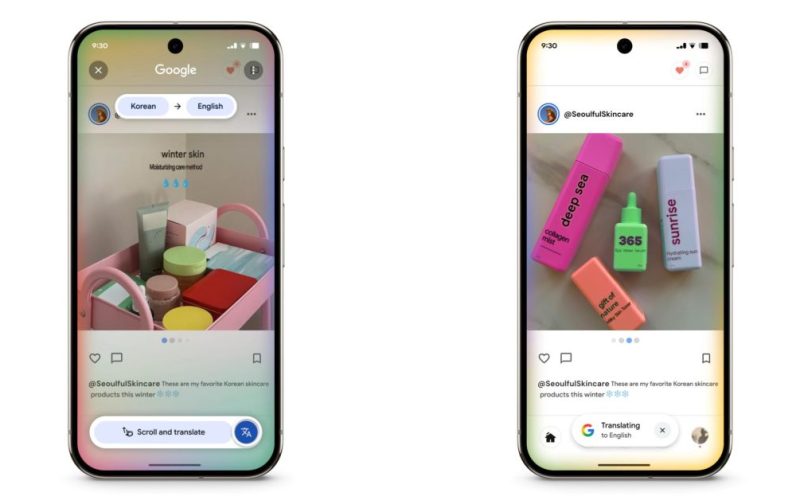 Circle to Search scroll translate