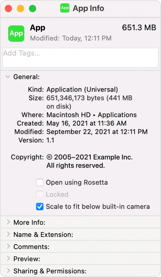 macos monterey mbp app info scale